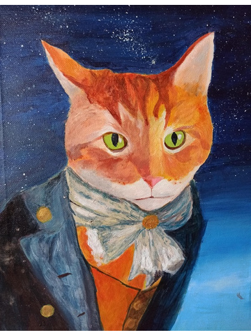 Gato Darcy, bordado a mano textil, 2025