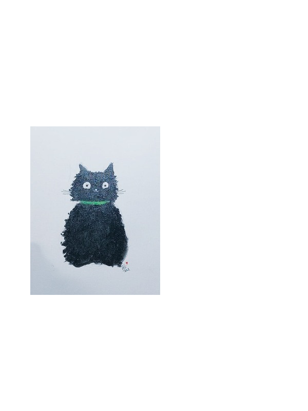 Retrato de gato negro, bordado a mano, 2023